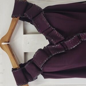 Alexander By Daymor NEW Aubergine Embellished Maxi Gown Dress Size 6 #1670